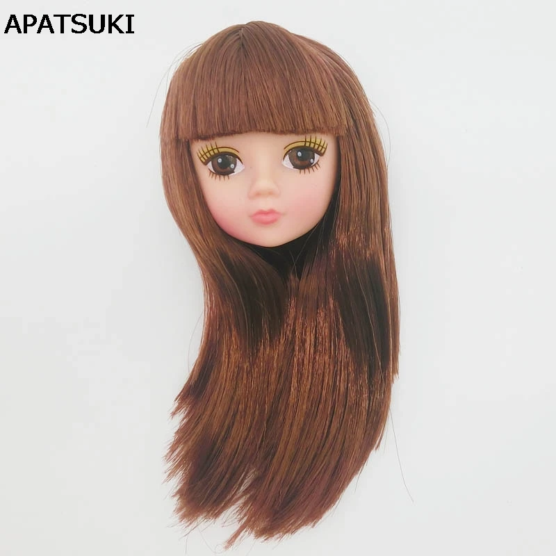 Детская игрушка голова куклы для 1:6 с длинными коричневыми волосами аксессуары