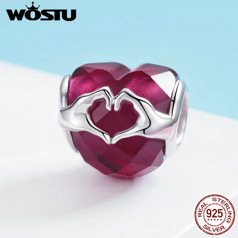 WOSTU новинка 2019 ожерелье из стерлингового серебра 925 пробы с розовыми красными