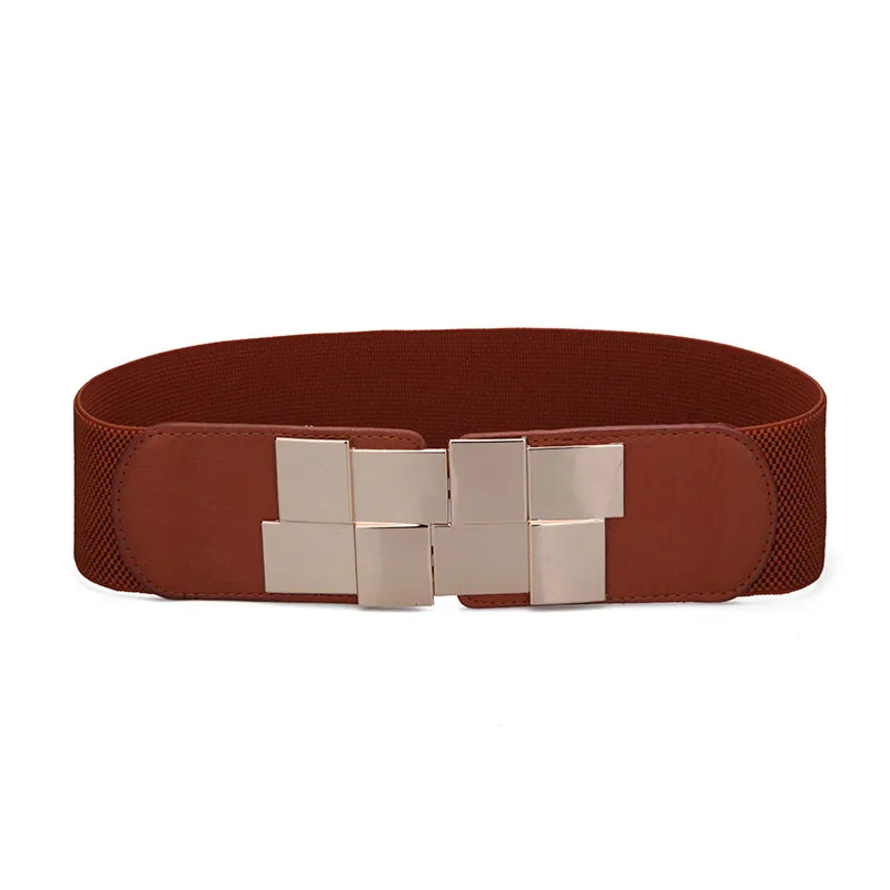 Широкий Эластичный тканевый ремень с металлической пряжкой для женщин кожаные