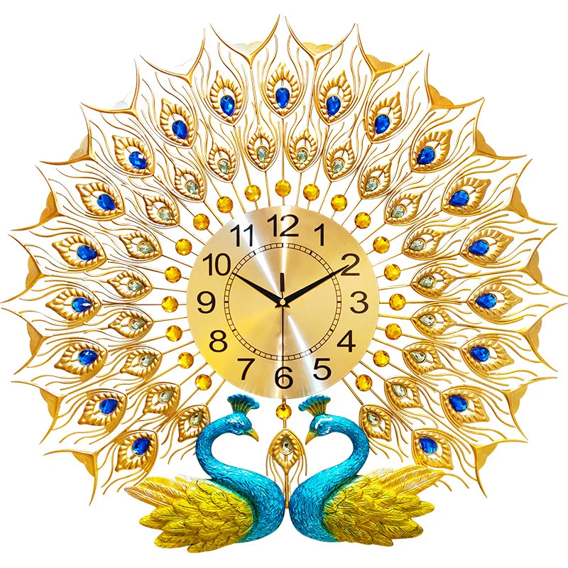 

Creative Peacock Wall Clock Home Deocr Digital Wall Watch Living Room Bedroom Silent Clock Wall Metal Wall Clocks Modern Design