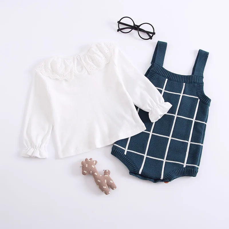 

New Baby Knitted Romper Cotton Woolen Baby Girls Boys Clothes Newborn Infant Jumpsuit Plaid Sleeveless Toddler Overalls Out