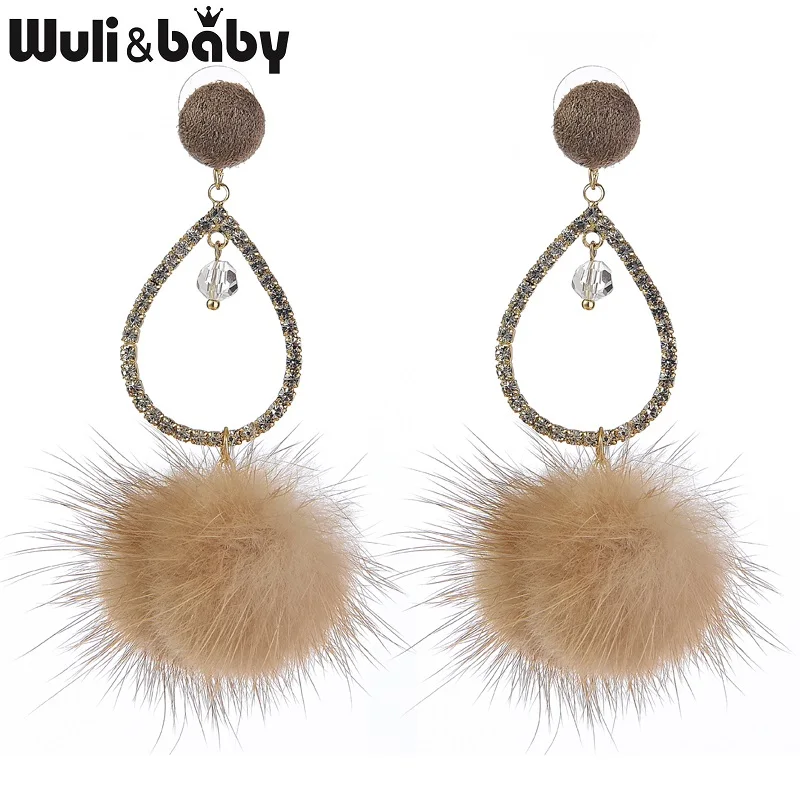 Сверкающие Стразы Wuli &amp baby серьги-капли в форме перьев для женщин зимние серьги