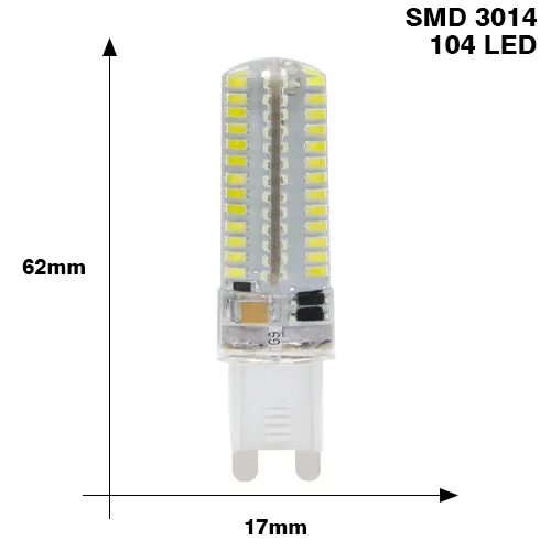 10 шт./лот светодиодный G9 лампа AC 220V G9 светодиодный лампы SMD2835 3014 48 64 104 светодиодный s лампада светодиодный светильник лампы 360 градусов заменить люстра светильник - Испускаемый цвет: G9 220V 3014 104L