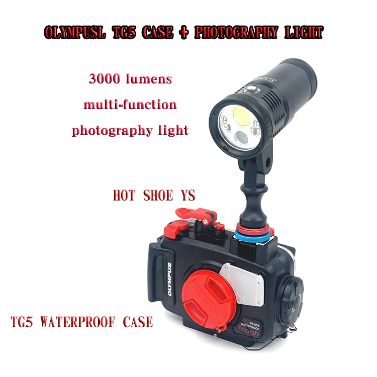 Подводный водонепроницаемый корпус камеры чехол для Olympus TG 5 PT 058 + Дайвинг факел