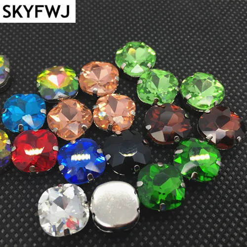 12 мм пришивной толстый квадратный красивый камень с зажимами больше цветов на