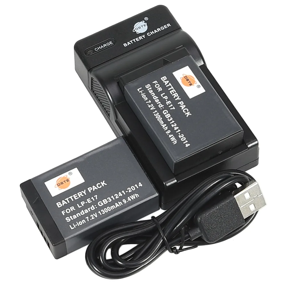 DSTE 2 шт. LP-E17 батарея с USB порт зарядное устройство для Canon EOS M3, M6 Mark II, 750D, 760D, T6i, T6s, Rebel SL3, Kiss X10