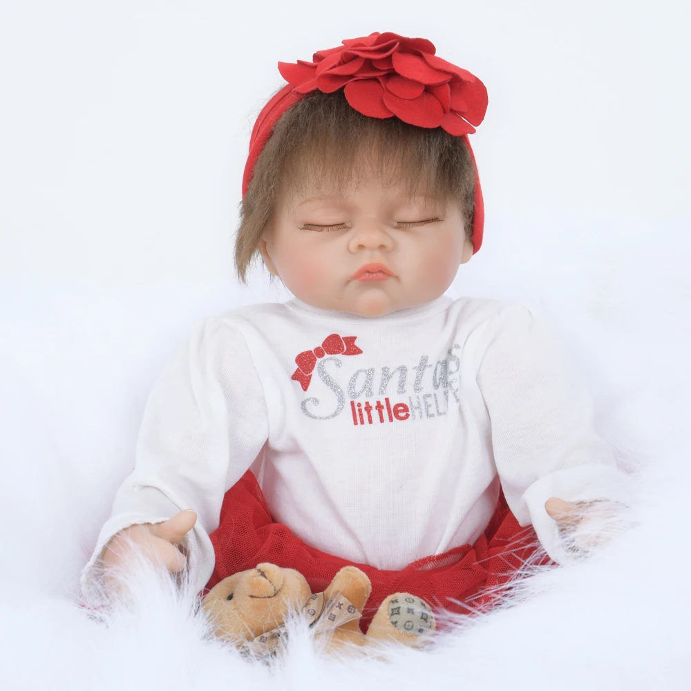 55 см Экологически чистая ткань тела силикона Reborn Baby Doll реалистичный