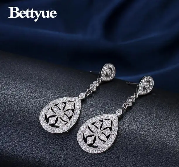 white gold Bettyue, брендовые, модные, очаровательные, AAA кубический циркон, белое золото, цвет, ювелирные изделия, обручение, серьги для женщин, витиеватый, свадебный подарок - Окраска металла: white gold