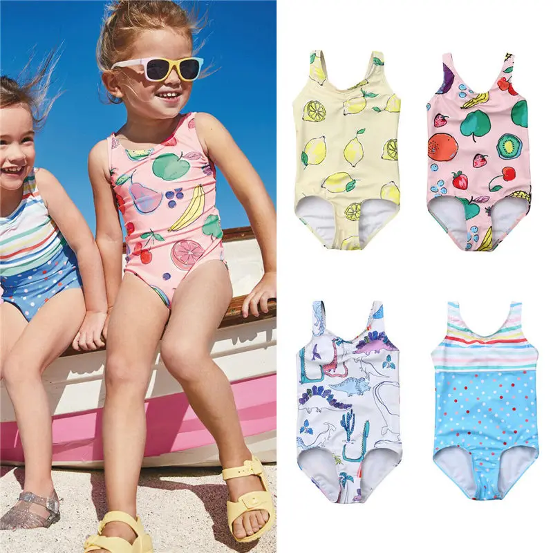 2019 летний детский купальник для девочки Цельный Одежда младенцев купальный