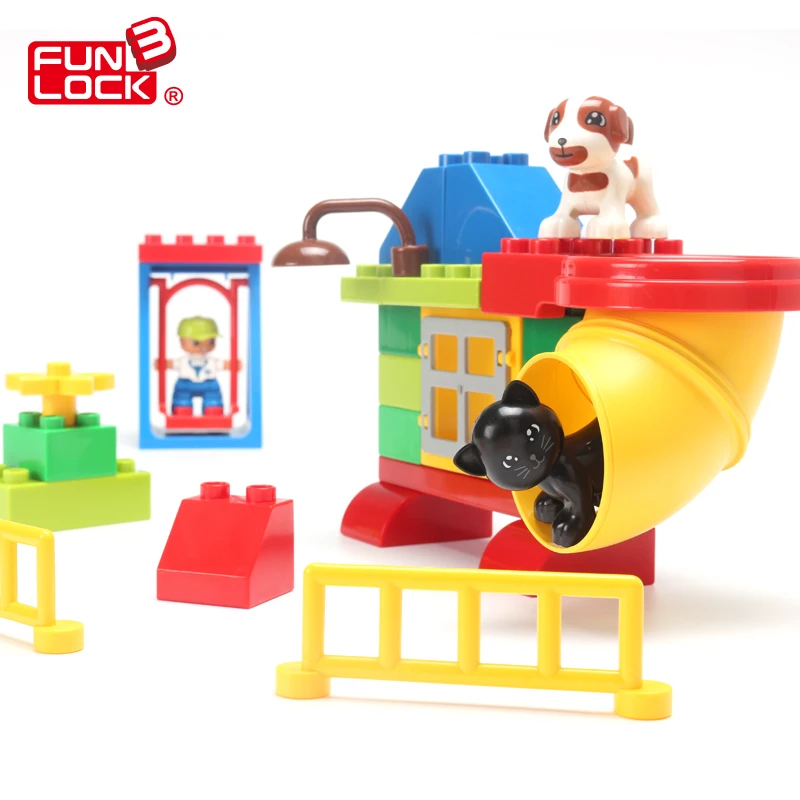 Детский конструктор Funlock Duplo набор строительных блоков с ферровыми колесами