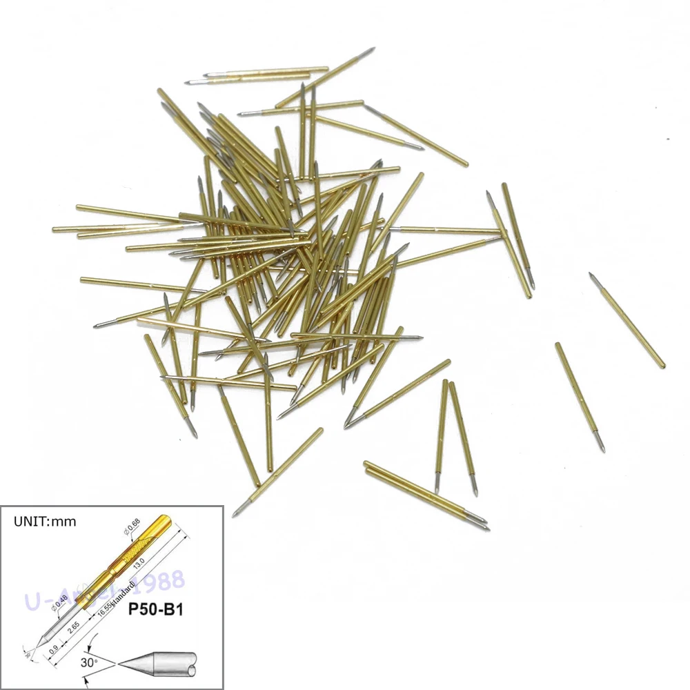 

100pcs/lot P50-B1 Dia 0.68mm Length 16mm 75g Spring Test Probe Pogo Pin