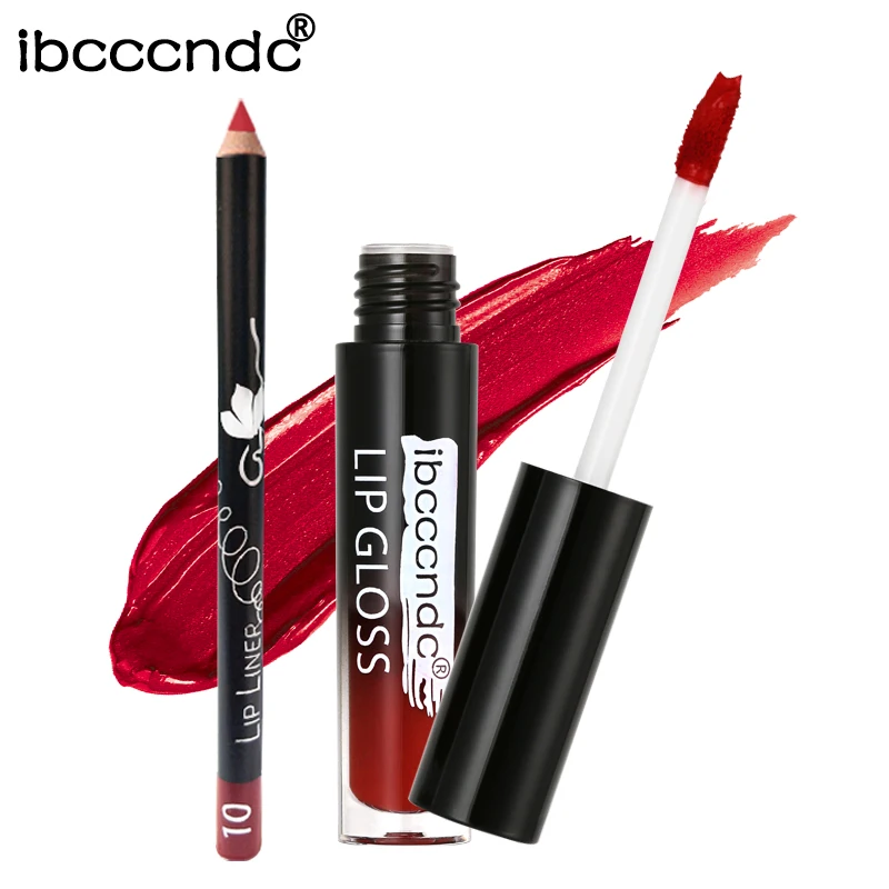 Длинный увлажняющий матовый блеск для губ IBCCCNDC набор телесного цвета + бархатный