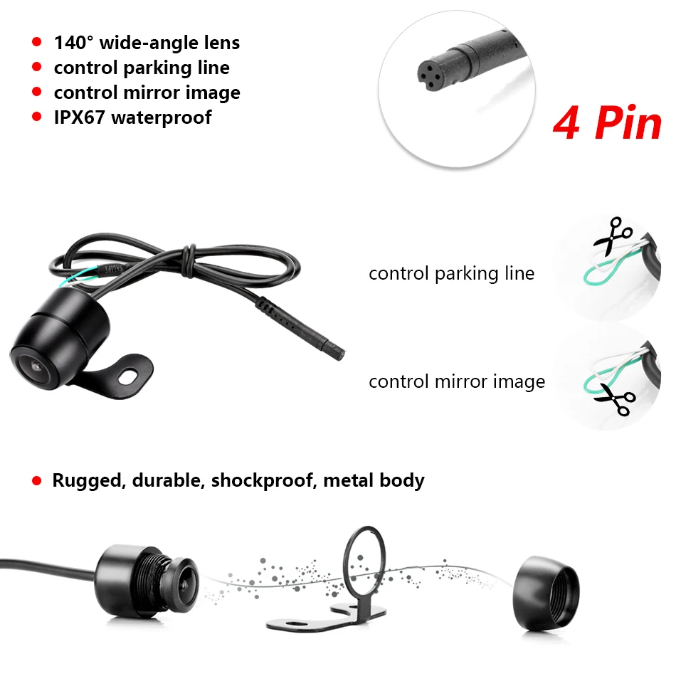 Jansite 4.3&quot TFT Car Monitor HD Display camera Reverse Camera Paking System For Rearview monitor IP67 Waterproof rear | Автомобили и