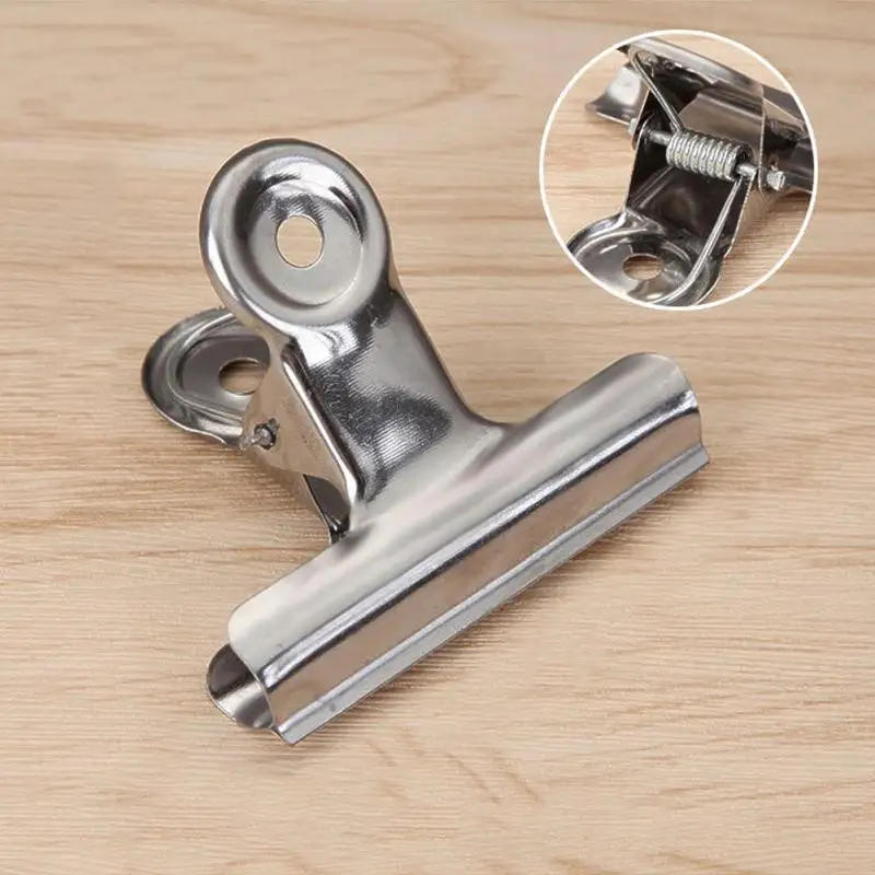 

Stainless Steel Round Metal Grip Food Clips Silver Bulldog Clip for Bag Multi-purpose Air Tight Seal Good Grip Clips