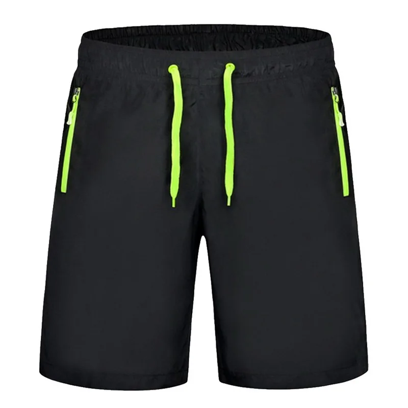green Sfit летние мужские пляжные спортивные шорты, повседневные однотонные шорты на молнии с карманами и завязками, свободные пляжные шорты размера плюс - Цвет: green