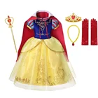 VOGUEONкостюм принцессы Белоснежки для девочек; роскошное платье для выпускного вечера с пышными рукавами и длинным плащом; детское нарядное платье на Хэллоуин