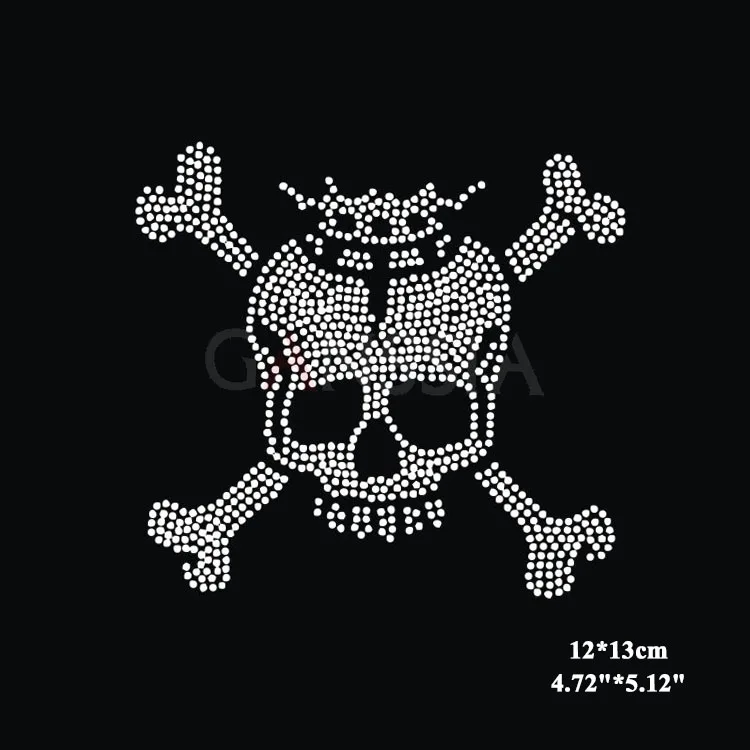 

6pcs/lot Newest skull heat transfer motif rhinestone for garment Hotfix rhinestone for scrapbooking DIY accessories(ss-6572)