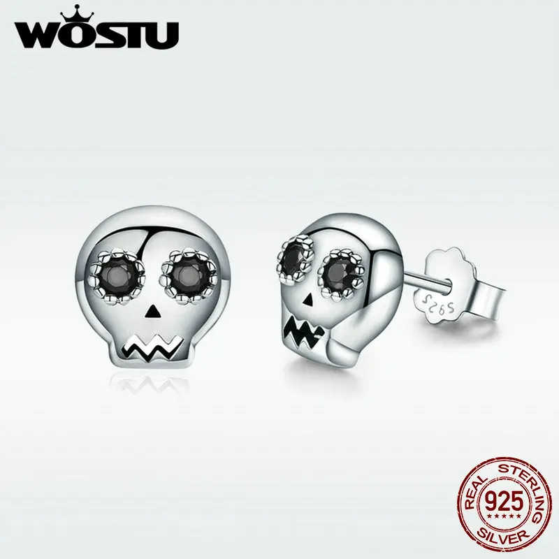 WOSTU 2020 горячая Распродажа 100% Стерлинговое Серебро 925 пробы Хэллоуин Скелет Череп