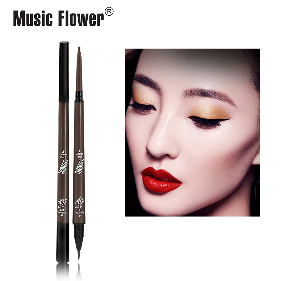 Music Flower 2 в 1 карандаш для бровей оттенок 1,5 мм супер тонкая ручка Водонепроницаемый длительную точность бровей Перевозка груза падения