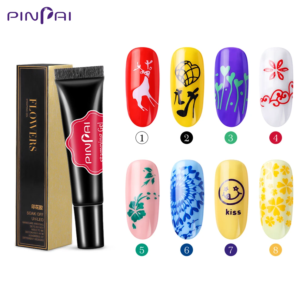 Гель-лак для ногтей Pinpai, 8 мл, 8 цветов, печать с печатью, масло, УФ-лак для ногтей, лак для ногтей, тиснение, узор