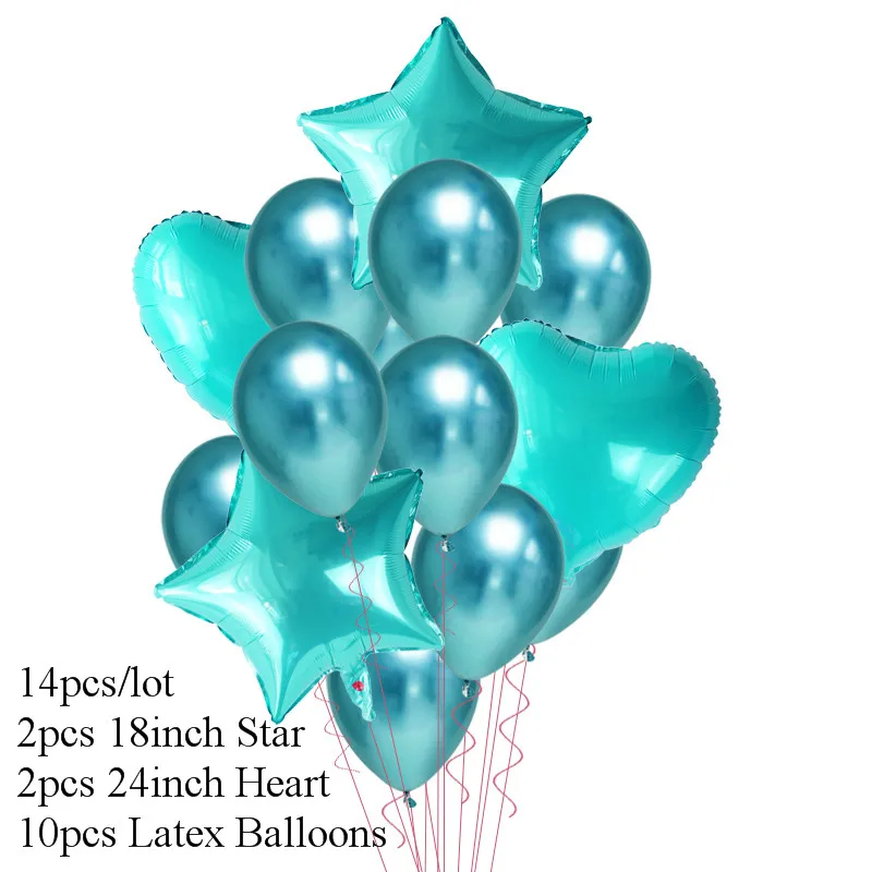 14pcs style 4 14 шт. Сердце Звезда Золотой воздушный шар "Конфетти" с днем рождения металлический хромированный шарики, День подарков будущей матери Свадебный декор баллоны с гелием - Цвет: 14pcs style 4