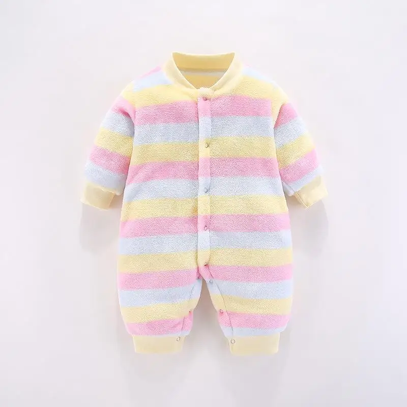 pink Новинка года; флисовая одежда для новорожденных комбинезон с длинными рукавами и рисунком для малышей; сезон весна-осень; теплый комбинезон для альпинизма; детская пижама - Цвет: pink