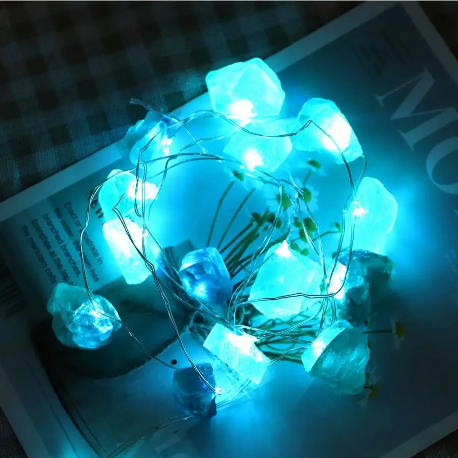 20LED струнный светильник s вечерние Свадебные Рождественские лампы натуральный флюорит медный провод без батареи декоративный светильник