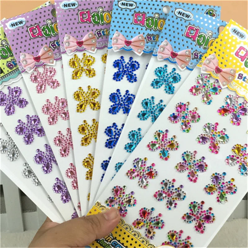 

Acrylic Rhinestone Children Toys Butterfly Stickers Diy Decals Accessories Mobile phone Laptop decoration Butterfly