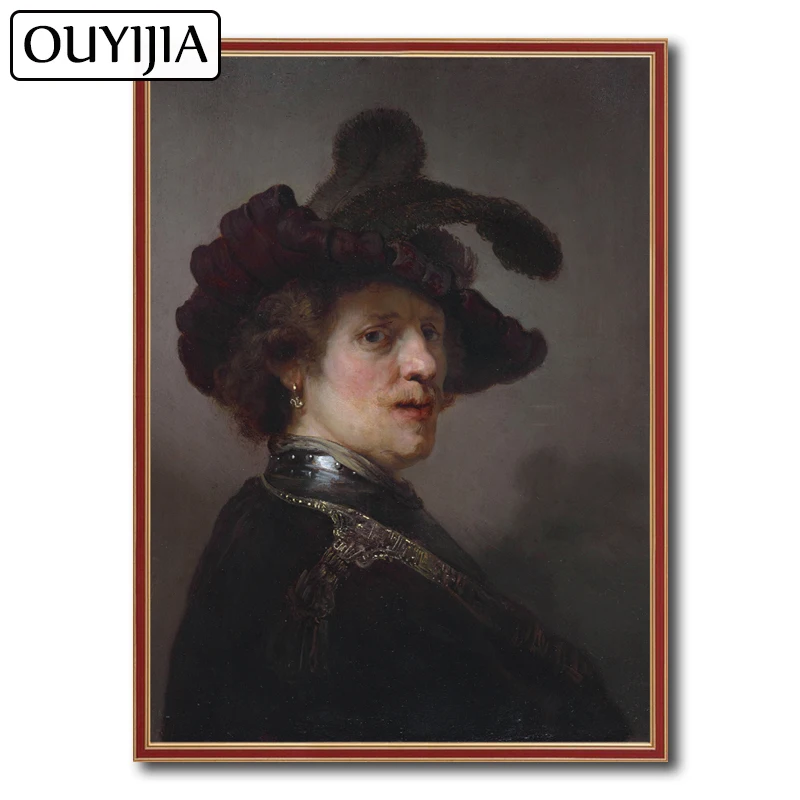 OUYIJIA 5D DIY Rembrandt Автопортрет КАРТИНА стразы украшение подарок портреты масляная