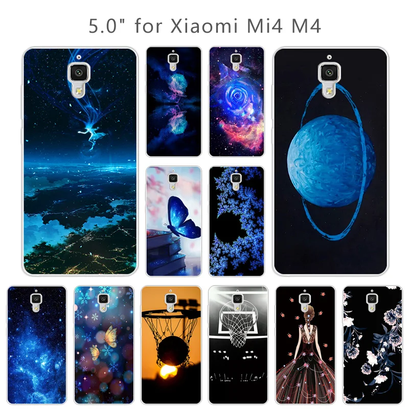 Soft Silicon for Xiaomi Mi4 Cases Customize Blue Cover Mi 4 Funda Slim TPU Phone Bag M4 Protector Coque |