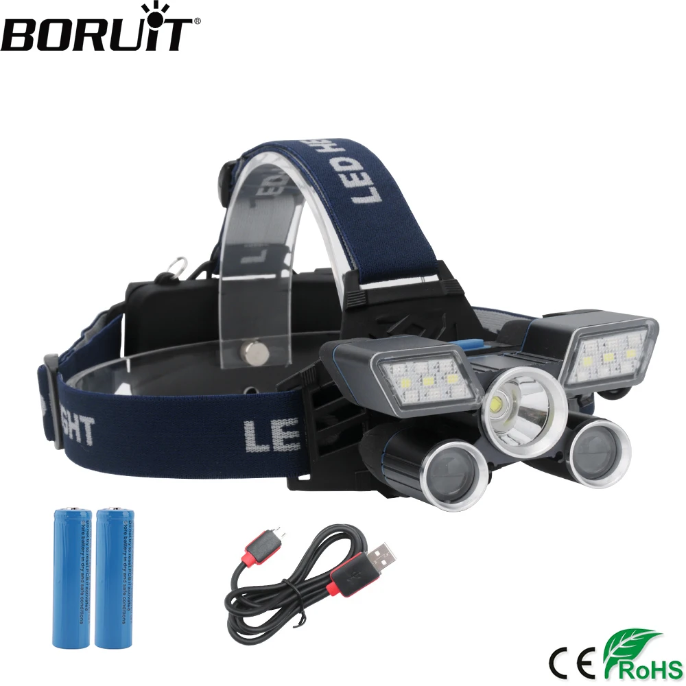 BORUiT XM L2 XPE светодиодный налобный фонарь 18650 лм 9 режимный мощный перезаряжаемый