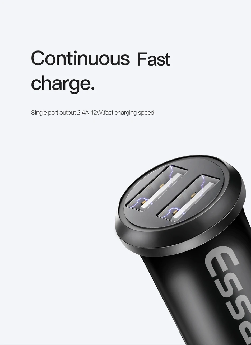 ESSAGER Быстрая зарядка двойной зарядное устройство USB для iPhone xs для samsung для Xiaomi Mini USB быстрая зарядка автомобиля зарядное устройство для мобильного телефона