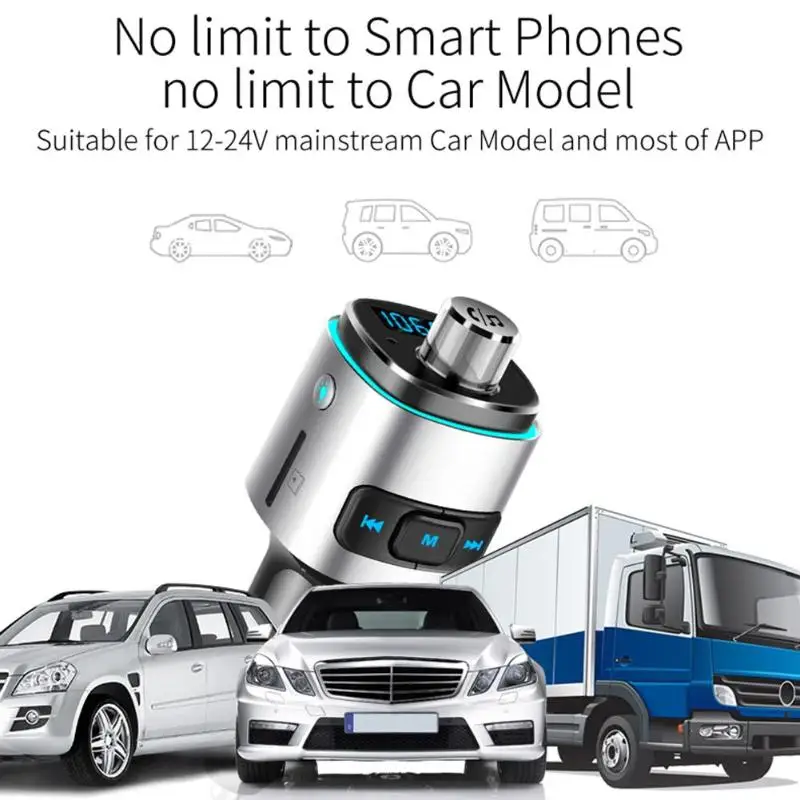 Bluetooth 4,2 Беспроводное зарядное устройство Dual QC3.0 USB телефон Зарядное устройство Blutooth автомобильный FM трансмиттер MP3 плеер Авто аксессуары