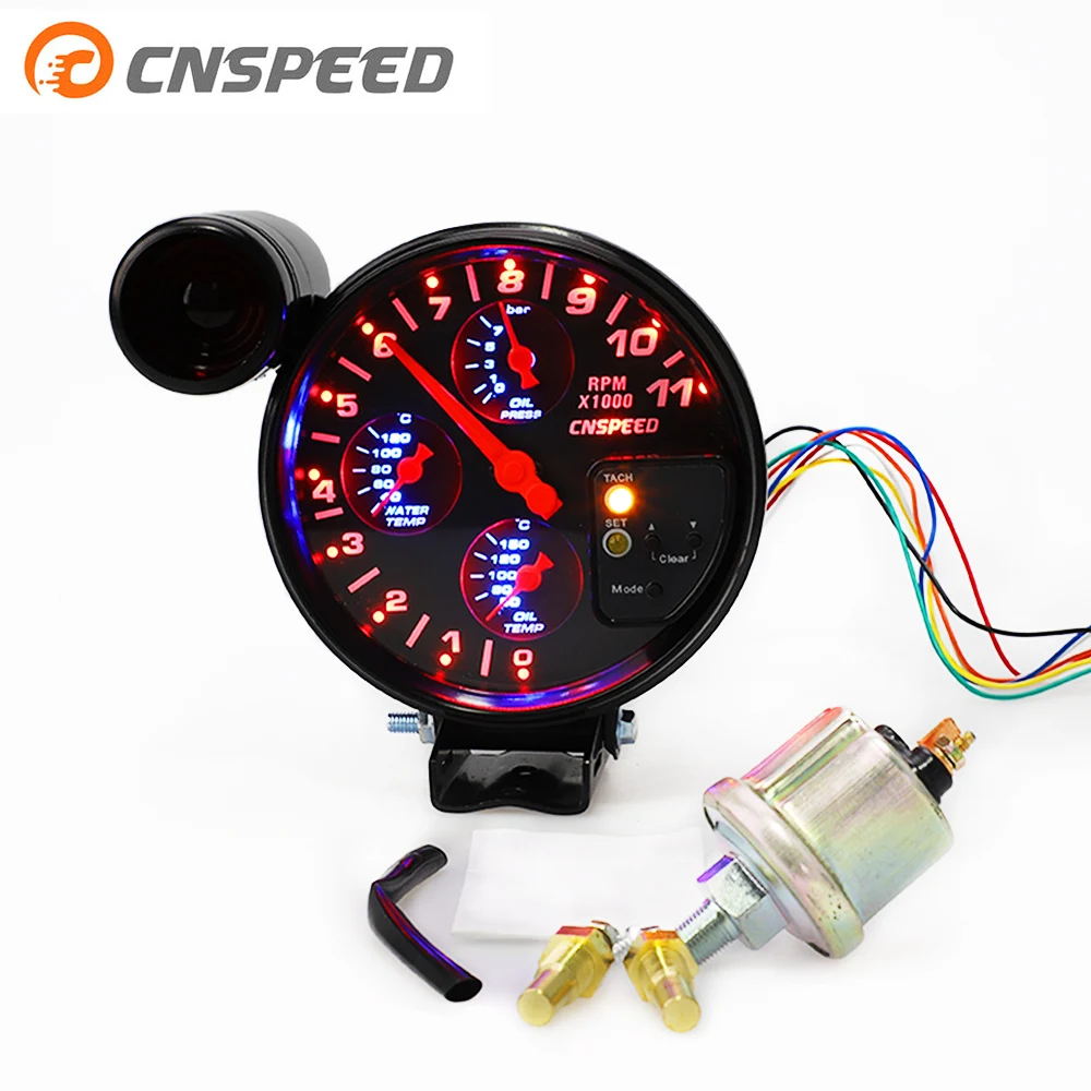 

5" 4 IN 1 car tachometer rpm meter Racing car gauge water temp gauge oil temperature gauge oil pressure gauge With shift light
