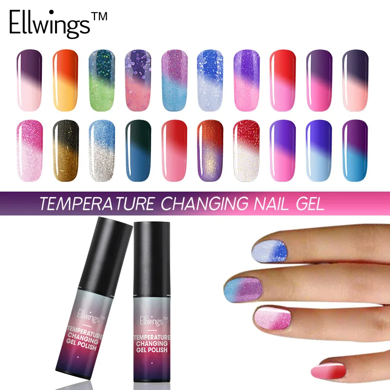 Ellwings 1 шт. Гибридный термогель лак для ногтей изменение температуры цвет