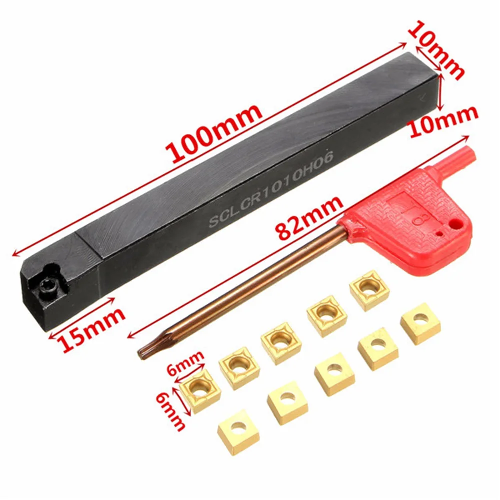 12Pcs 100mm SCLCR1010H06 Lathe Turning Tool Holder CCMT0602 Carbide Inserts Set NEW | Инструменты