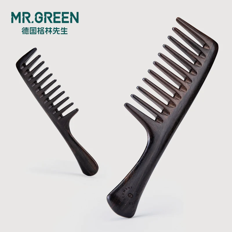 MR. GREEN Большой зубной гребень с широкими зубьями женские волосы Мужская масляная голова массаж прямые волосы статический деревянный гребень