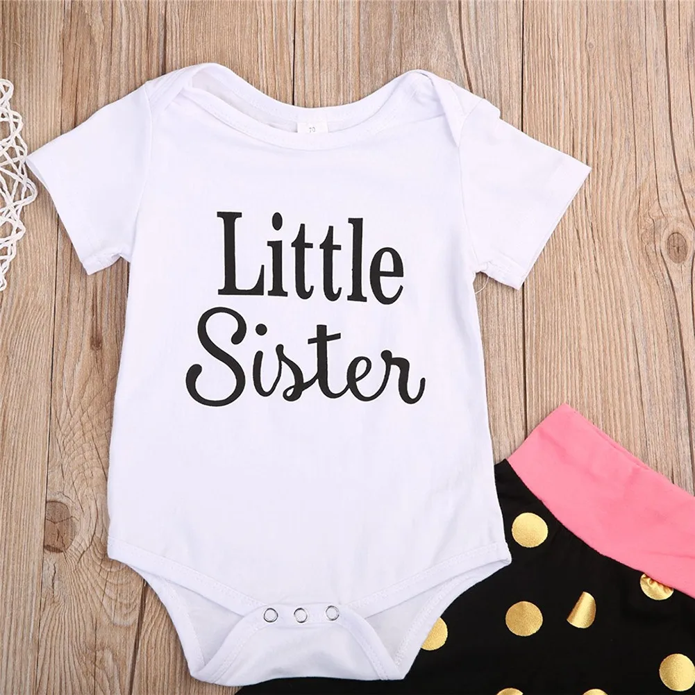 GRNSHTS Одежда для маленьких девочек Little Sister короткий рукав Футболка ползунки +