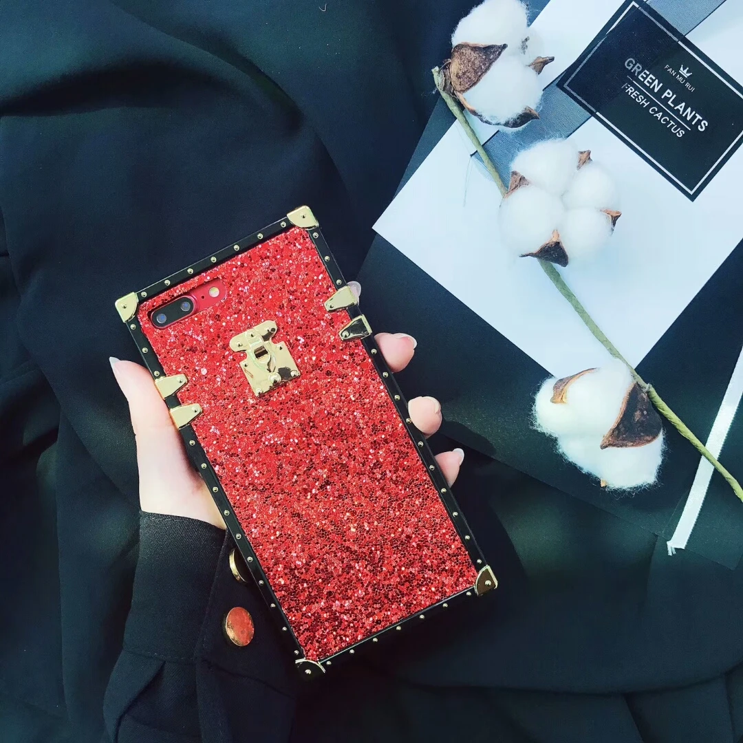 Роскошный квадратный блестящий чехол для Samsung Galaxy S8 S9 Plus Note 9 Блестящий Модный