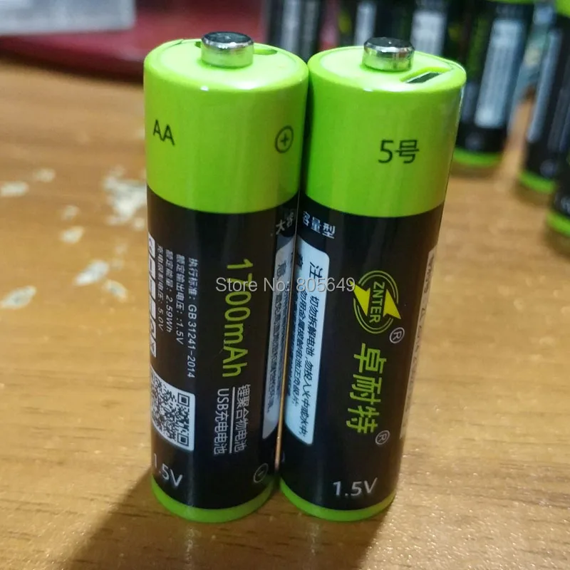 Литий полимерная аккумуляторная батарея ZNTER 8 шт. 1 5 В 2550 МВтч USB AA 1700 мА/ч литий