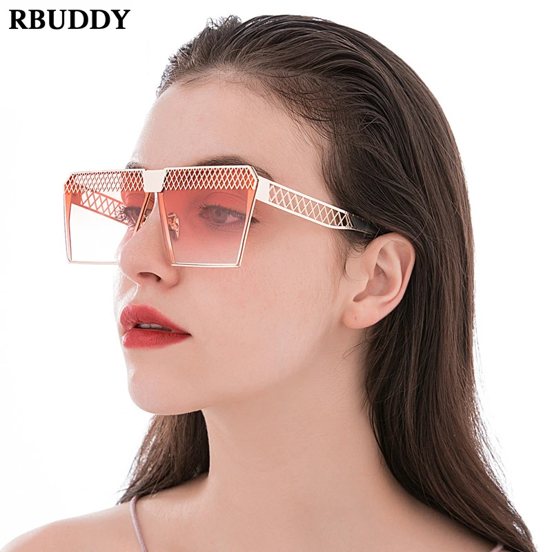 RBUDDY негабаритные ажурные солнцезащитные очки для женщин квадратная прозрачная