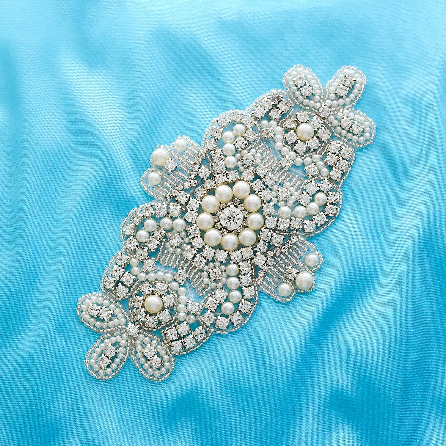 Аппликация серебряные свадебные стразы жемчужные аксессуары золотой костюм