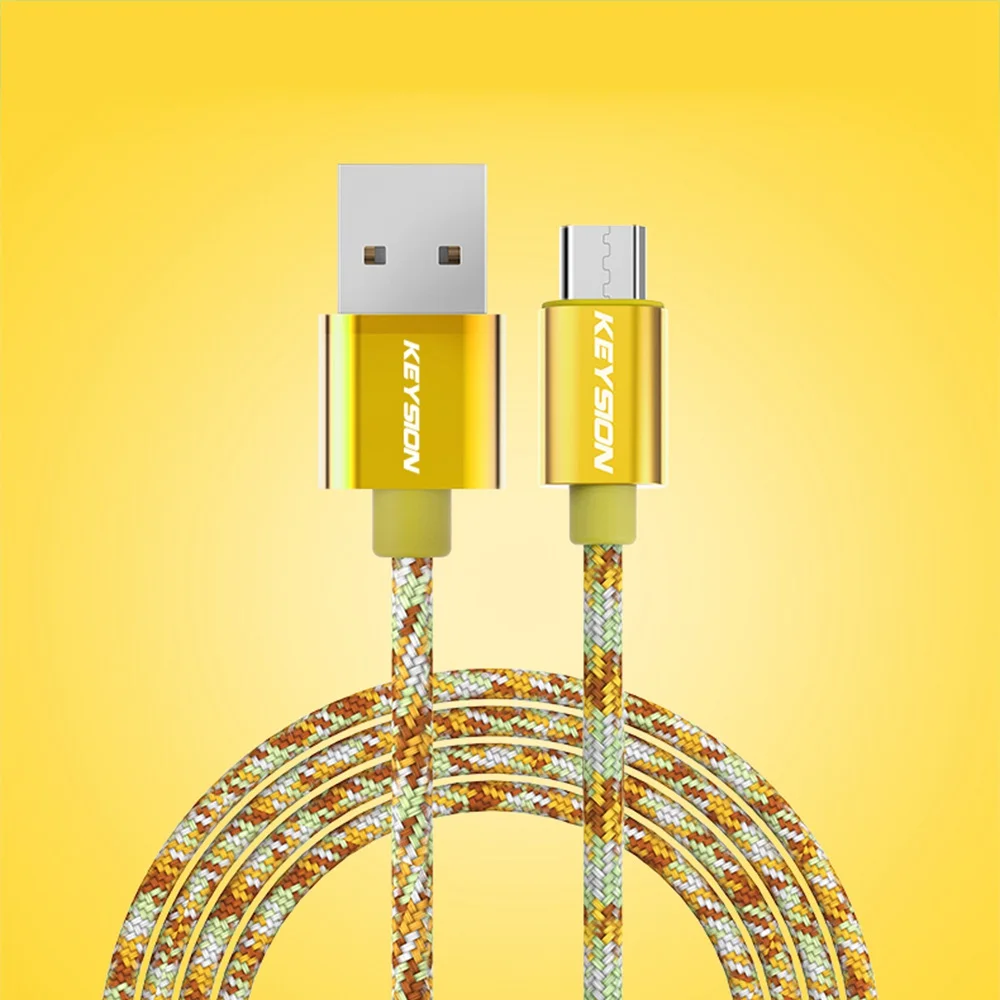 Оранжевый KEYSION Micro USB кабель 2.4A нейлон Быстрая зарядка USB кабель для передачи данных для samsung Xiaomi Tablet Android мобильный телефон usb зарядный шнур - Цвет: Оранжевый