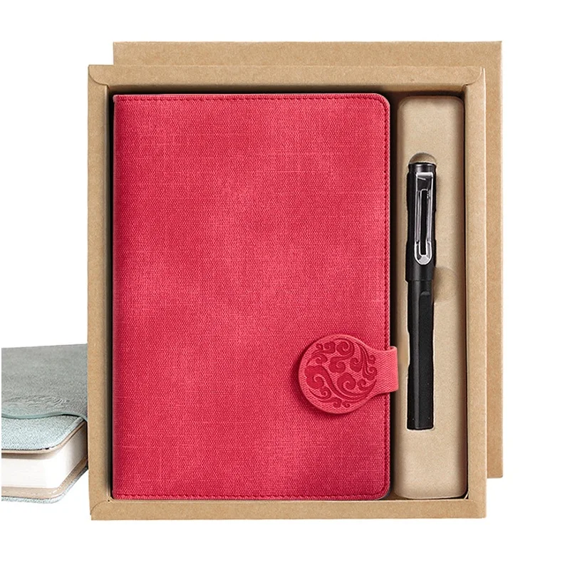

A5 Size Business PU Notebook&Gel Pen Portable Note Pads Gift Box Package Colorful Office Books Writing Stationery Suppliers