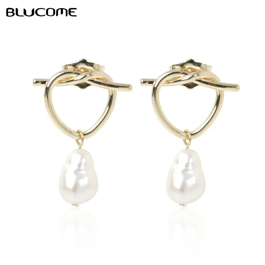 Blucome изысканные романтические Искусственные серьги подвеска "сердце" узел медные ювелирные изделия для женщин девочек концертные вечерние серьги-капли украшения