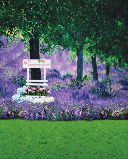LIFE MAGIC BOX 5X7Ft фон для фотосъемки зеленая трава далекое дерево в кусок фиолетовой