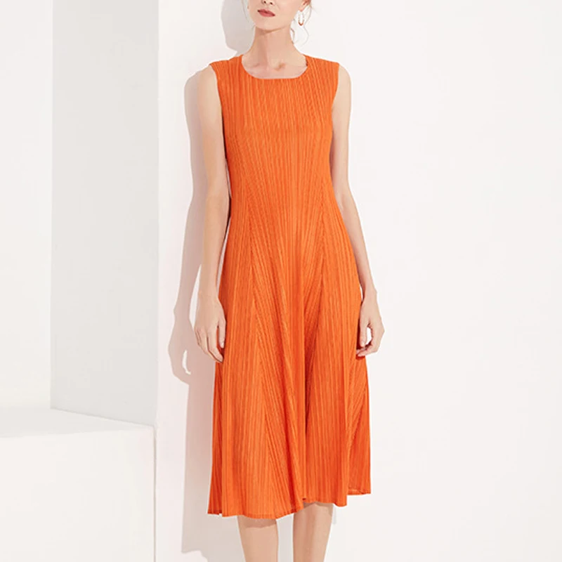 Changpleat 2019 летние новые женские однотонные платья Miyak плиссированные модные тонкие