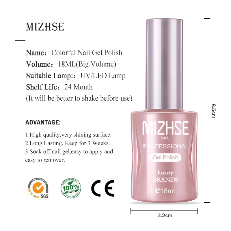 

MIZHSE 18ml UV Gel Varnish Nail Polish Hybrid Manicure Nail Gel For Soak-off White Primer Top Coat UV Gel l Lacquer 1/2pcs