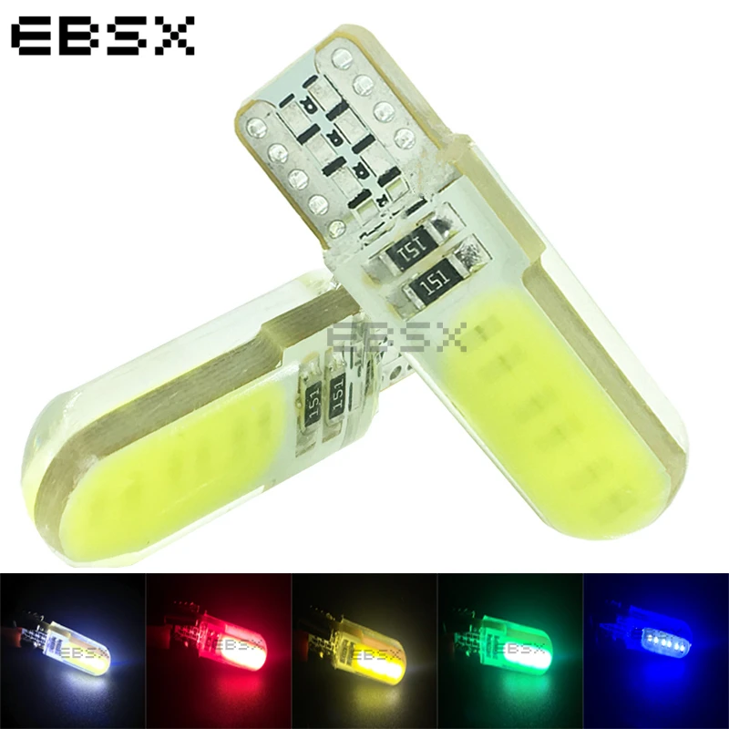 EBSX 100 шт. T10 COB 12 чипов 80 мА силиконовый корпус 194 W5W чехол для автомобиля