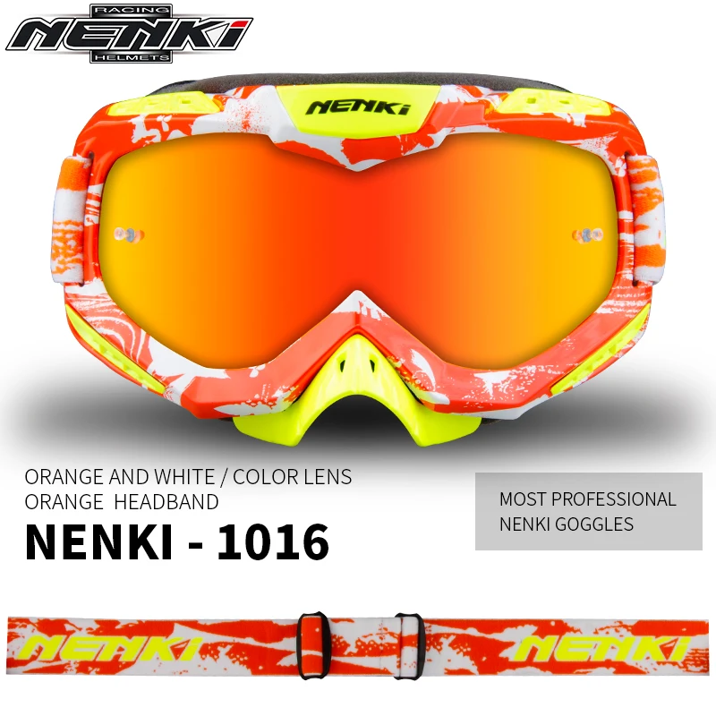 Orange White NENKI мотокросса внедорожные очки грязи велосипед ATV Горные DH MX Сменные линзы мотоциклетные Гоночные Очки Лыжные Сноуборд очки - Цвет: Orange White